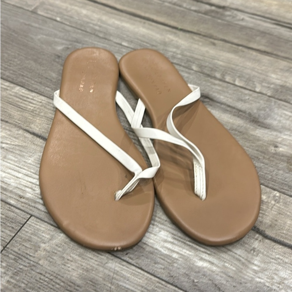 Women's White and Tan Sandals